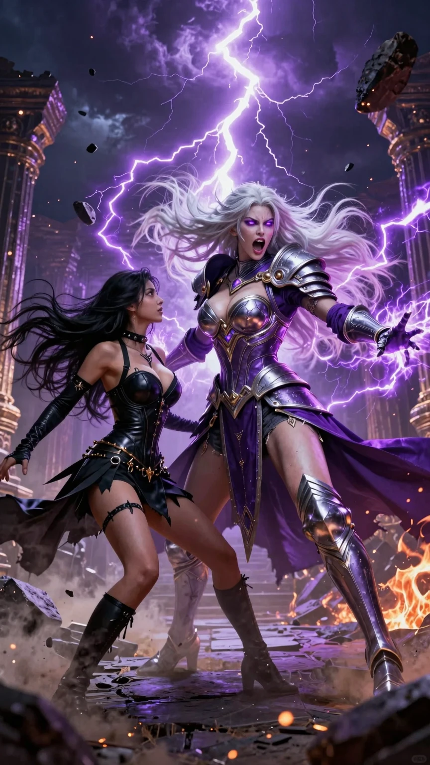 Silver Sorceress and Her Dark Leather Warrior