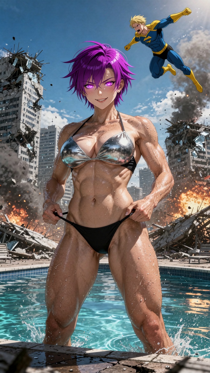 Purple-Haired Heroine in Post-Apocalyptic Pool