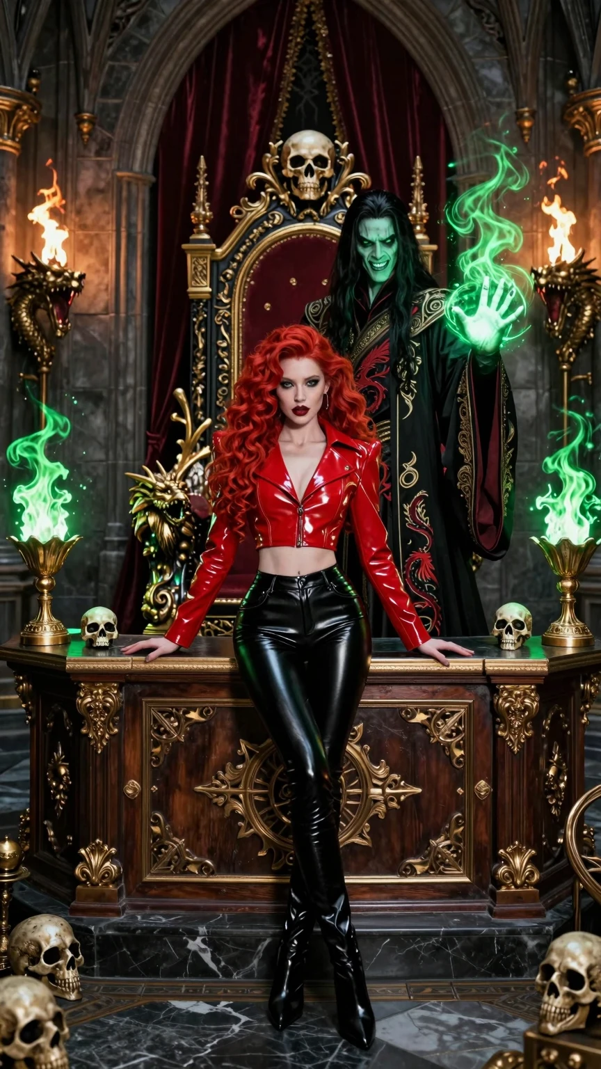 Dark Throne Chamber With Sorcerer And Fire Queen