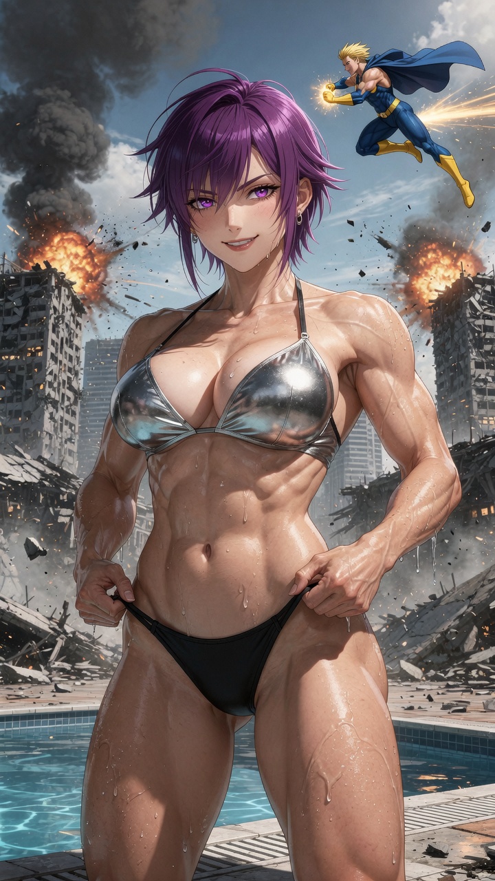 Purple-Haired Heroine in Post-Apocalyptic Pool