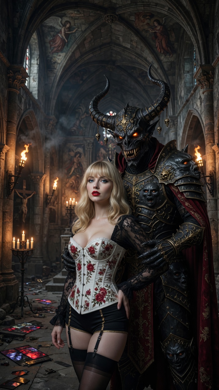 Demonic Guardian and Enigmatic Gothic Beauty