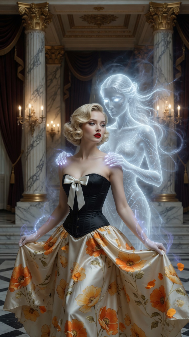 Ethereal Presence Behind Timeless Elegance