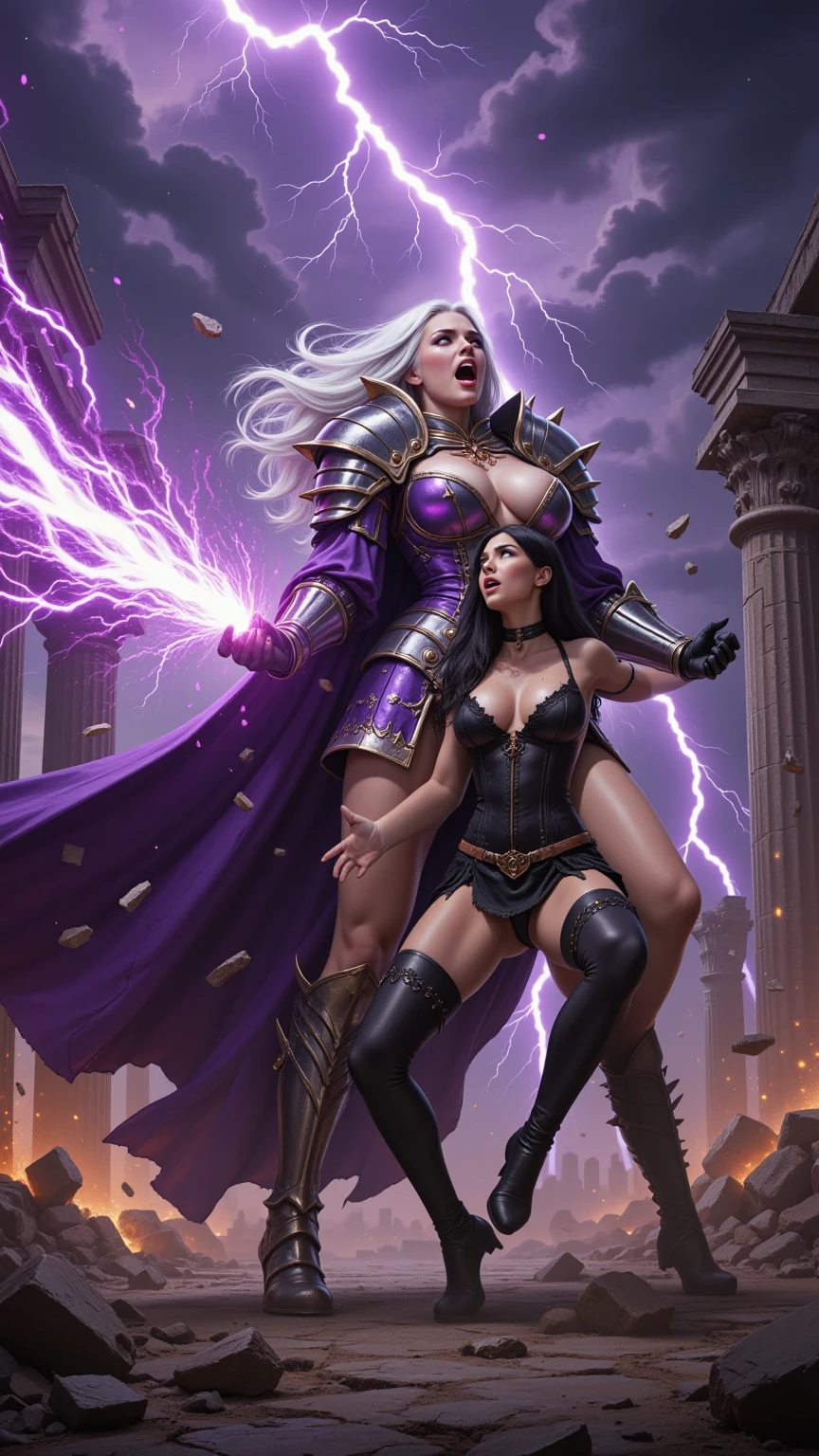 Silver Sorceress and Her Dark Leather Warrior