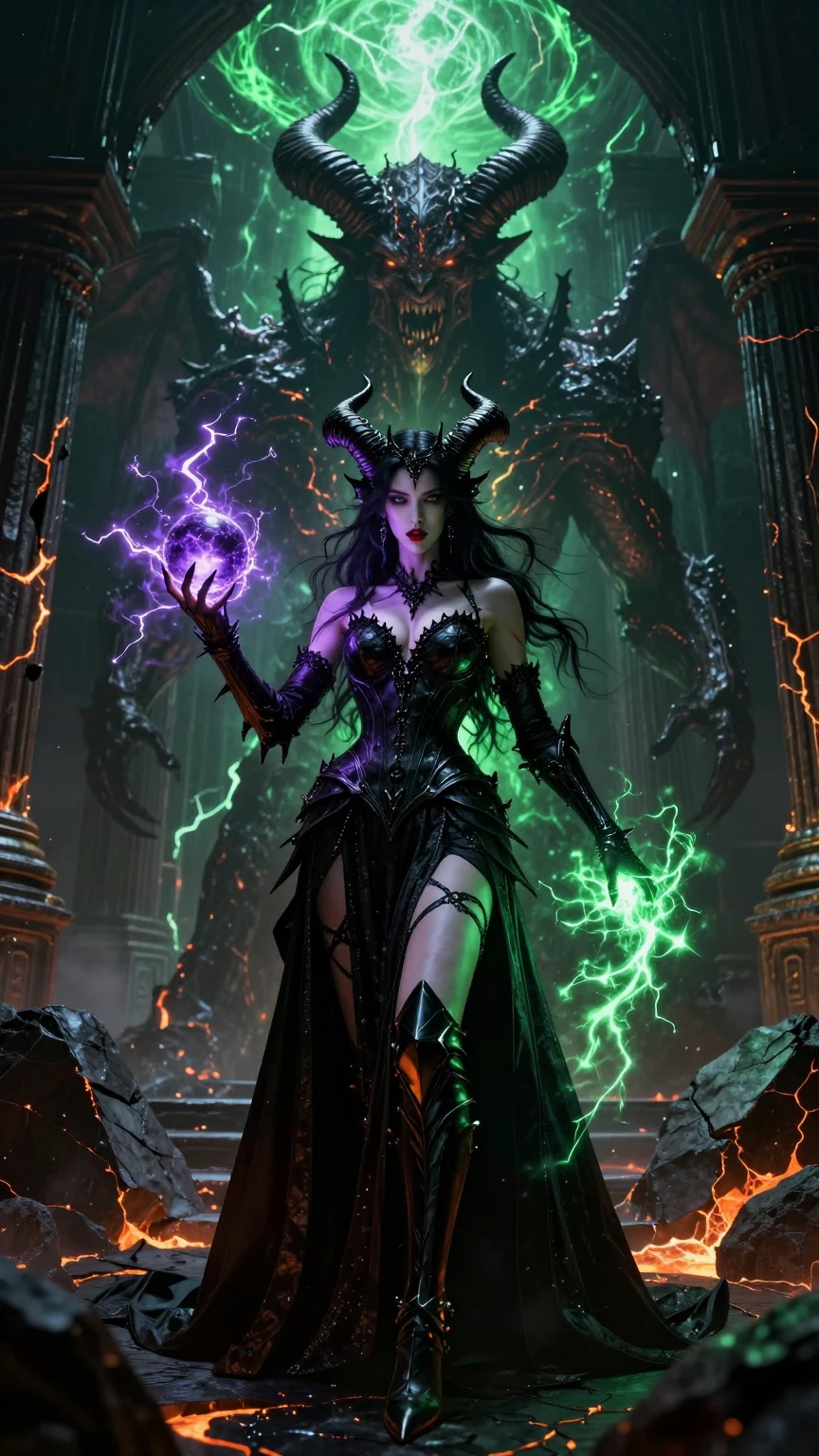 Infernal Sorceress Summoning Demonic Power