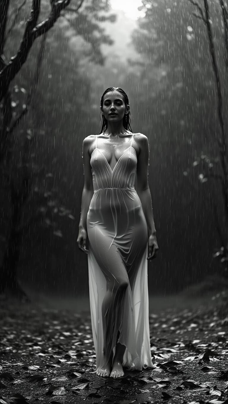 Melancholic Rain Portrait Series in Black and White