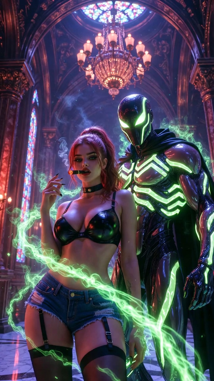 Neon Magic and Power in Gothic Seduction