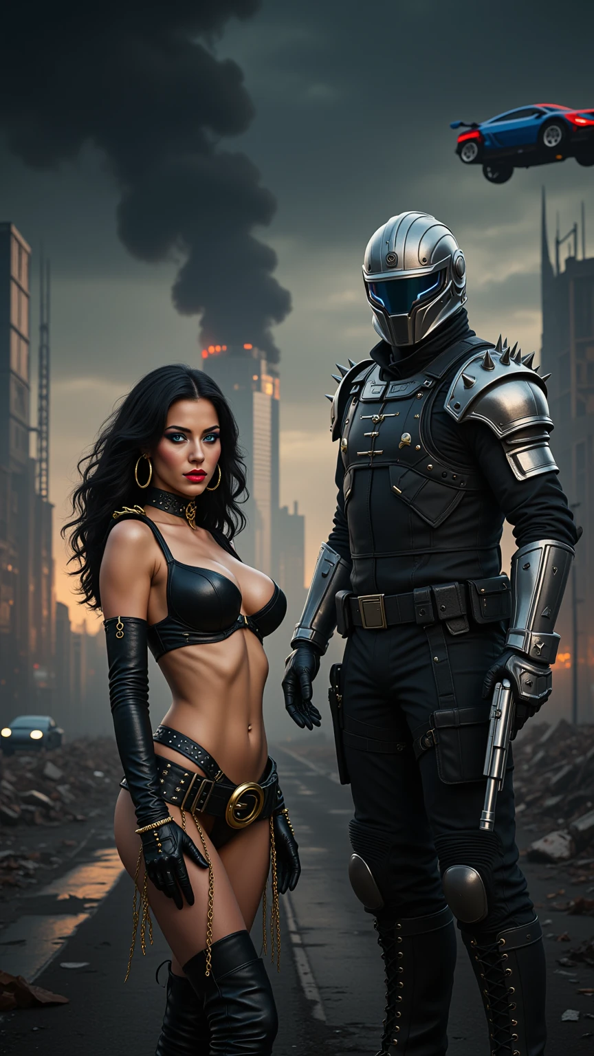 Spiked Leather Babe in Ruined City