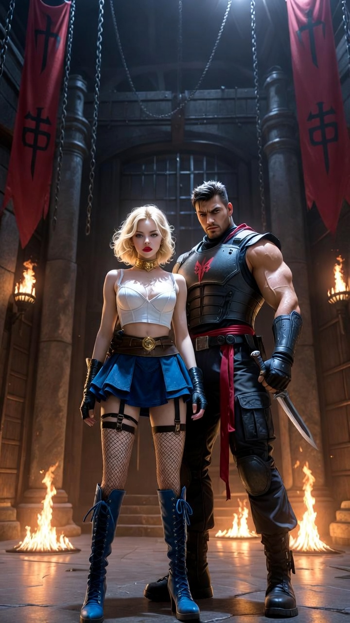 Torchlit Fortress Commanders In Dark Fantasy Stronghold