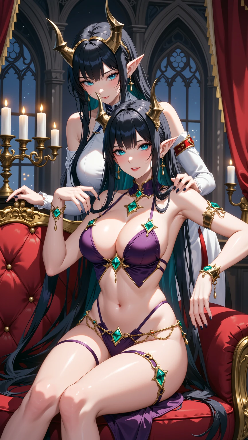 Twin Dark Elf Queens in Royal Seduction