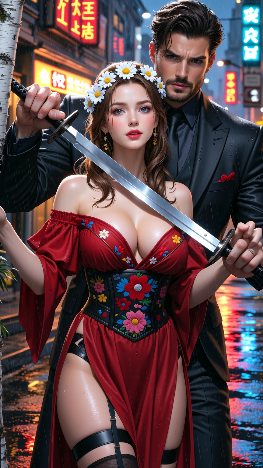 Dangerous Flower in the Neon Rain