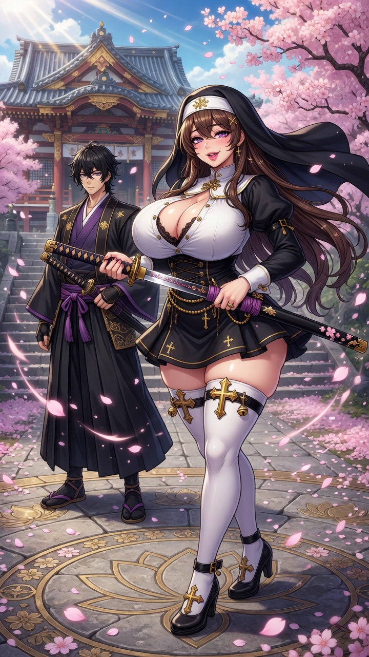 Seductive Nun Samurai Temple Blossom Duel
