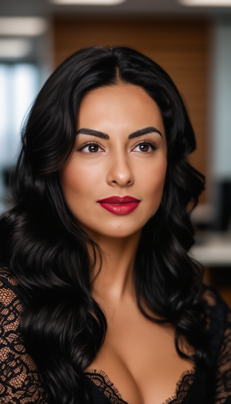 Executive Noir Elegance in Leather Office Portraits