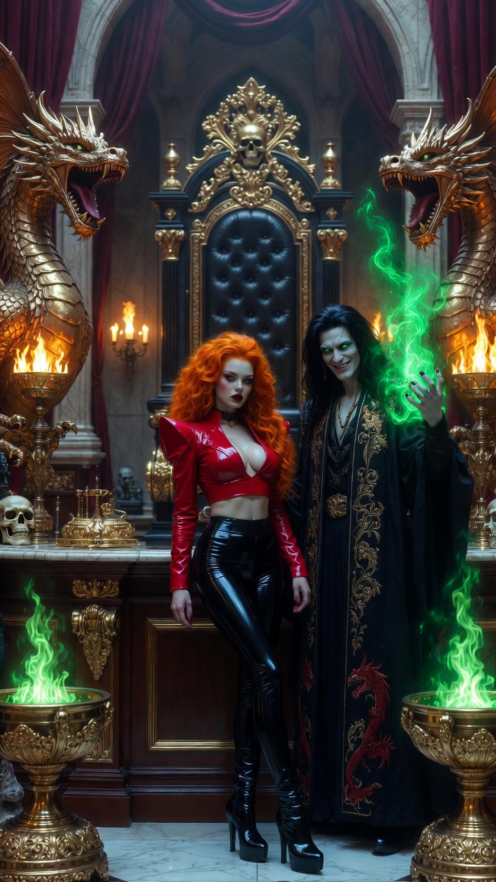 Dark Throne Chamber With Sorcerer And Fire Queen