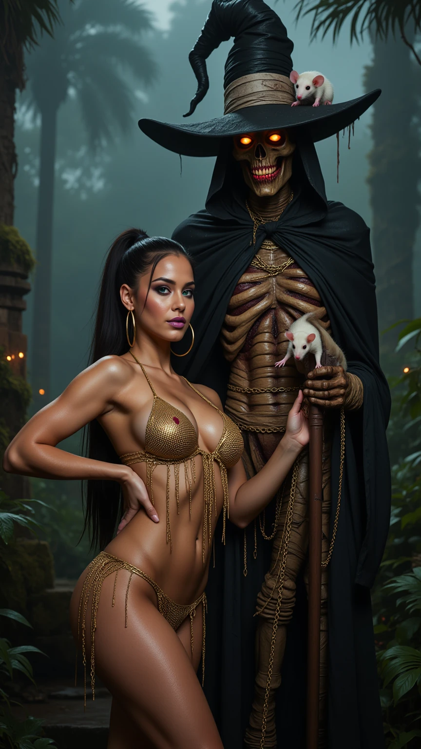 Golden Chain Temptress Beside Undead Voodoo Sorcerer