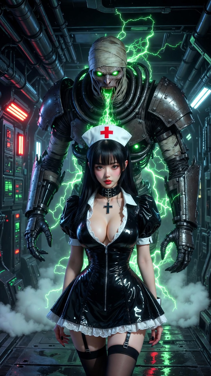 Black Latex Nurse and Toxic Bandaged Guardian