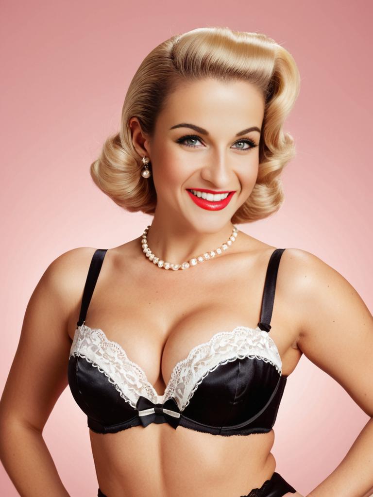 Retro Pin-Up Lingerie Photoshoot with Vintage Glamour Style