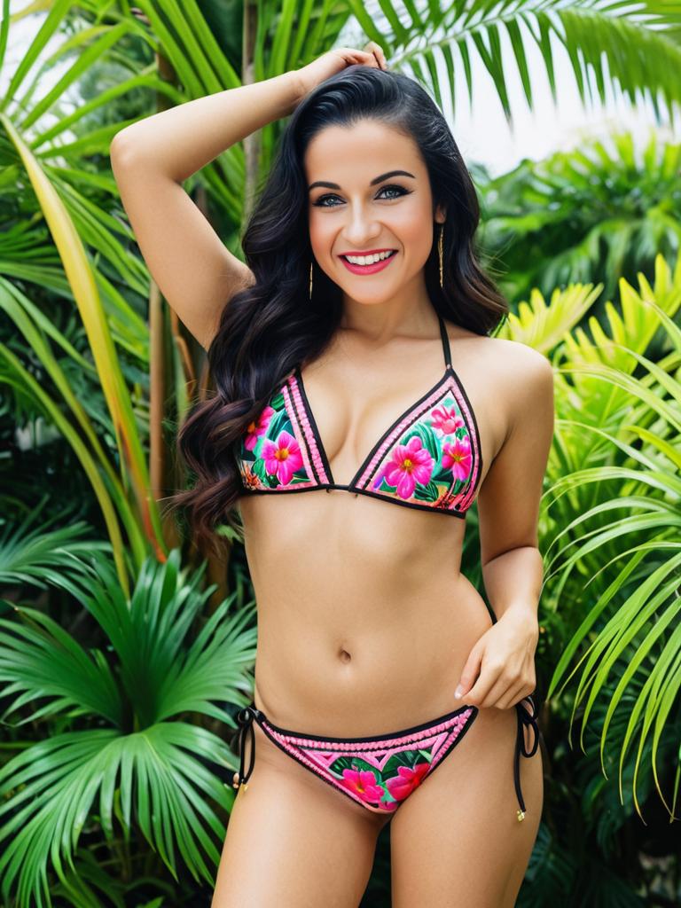 Tropical Garden Bikini: Vibrant Floral Swimwear Session
