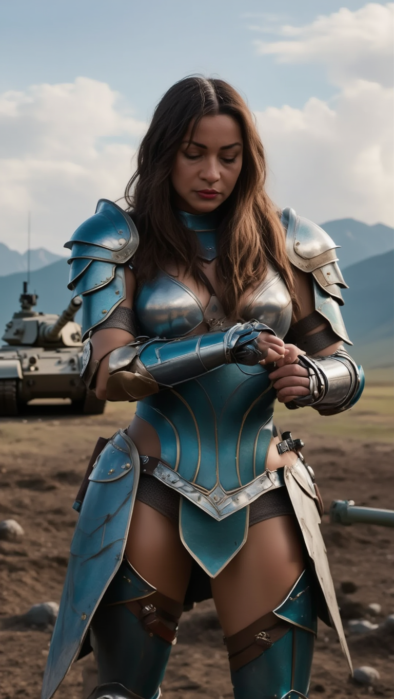 Steel Valkyrie Rising Across Desert Battlefield