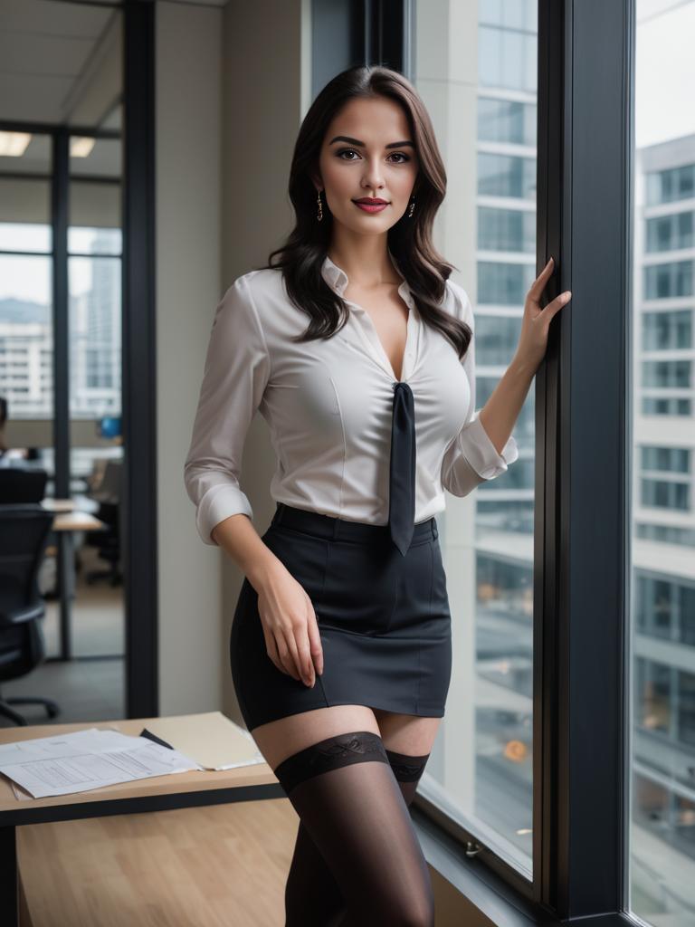 Modern Office Seduction by the Window