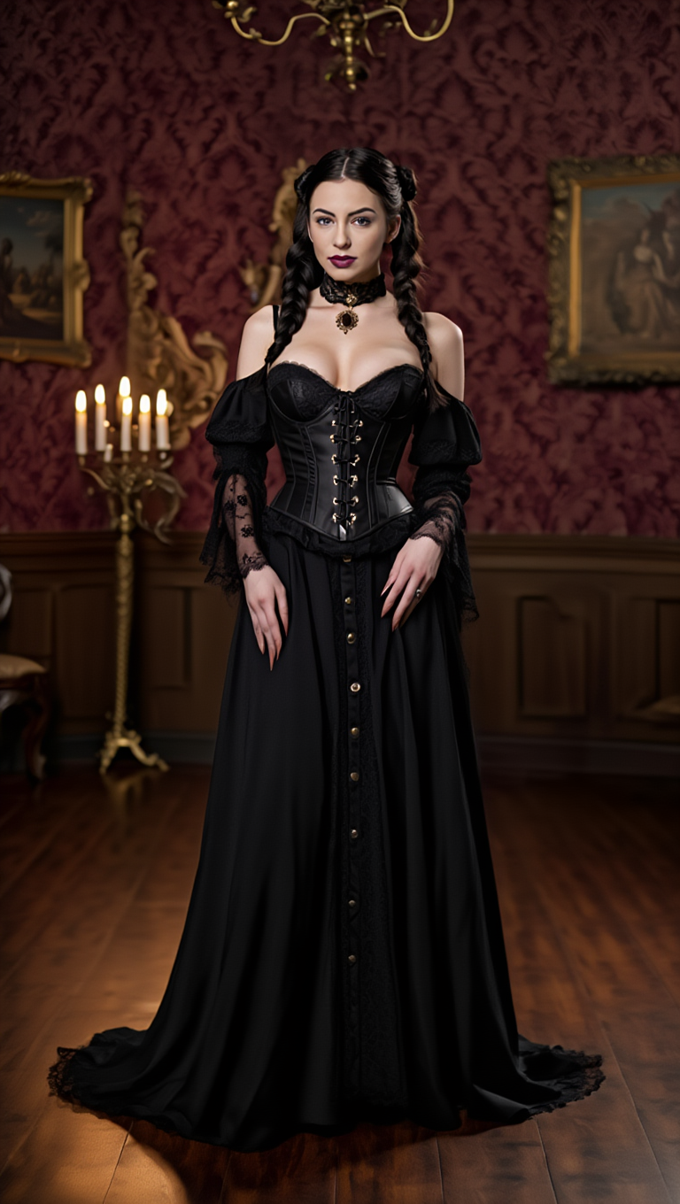 Crimson Parlor: Victorian Corset Seduction in Gothic Luxury
