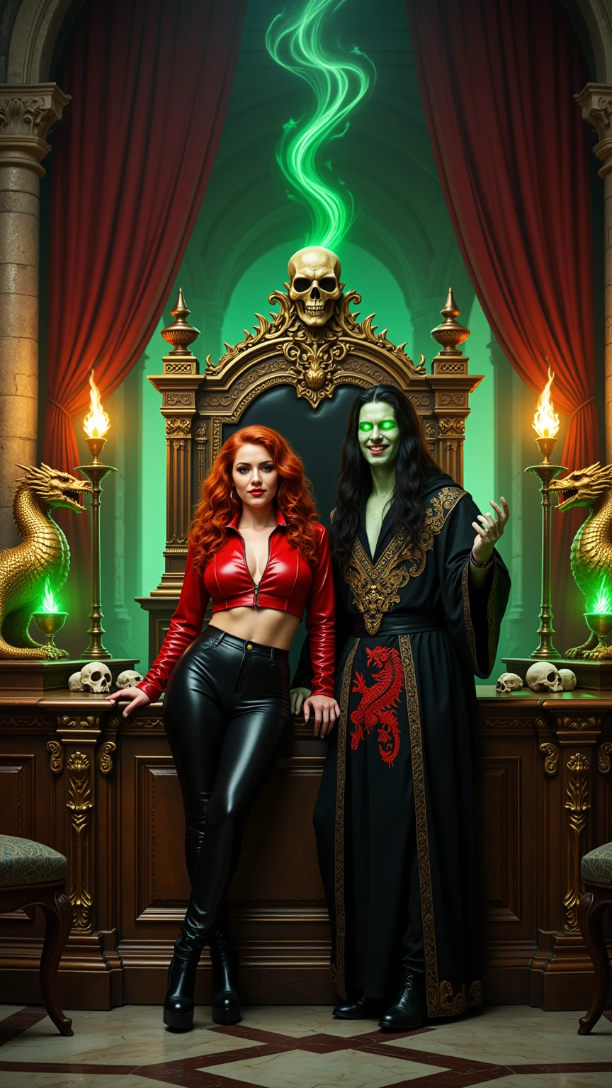 Dark Throne Chamber With Sorcerer And Fire Queen