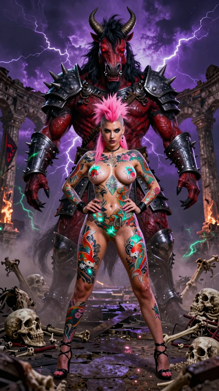 Tattooed Punk Queen and Demonic Centaur Guardian