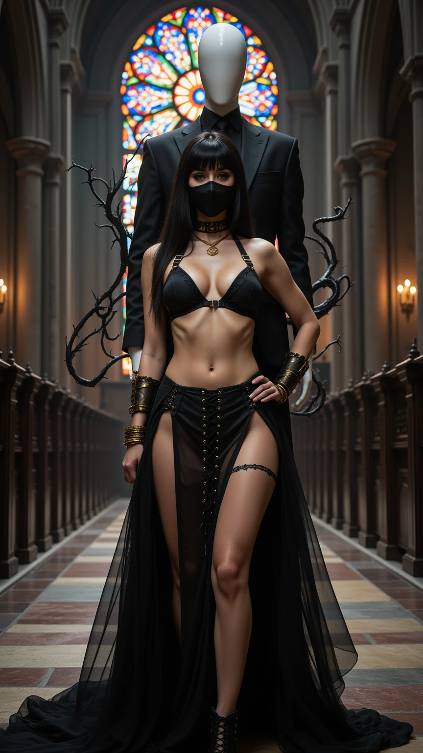 Masked Temptress Entwined with Faceless Shadow Guardian