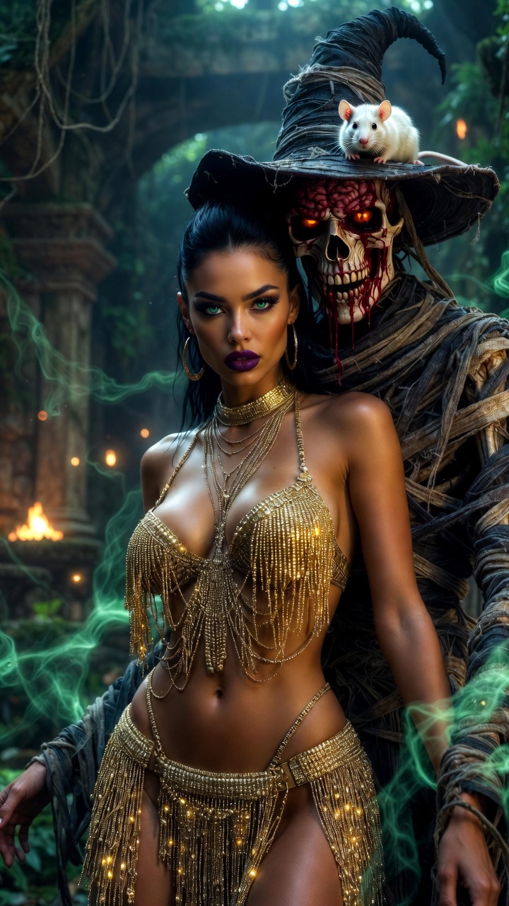 Jungle Necromancer Witch and Golden Chain Temptress