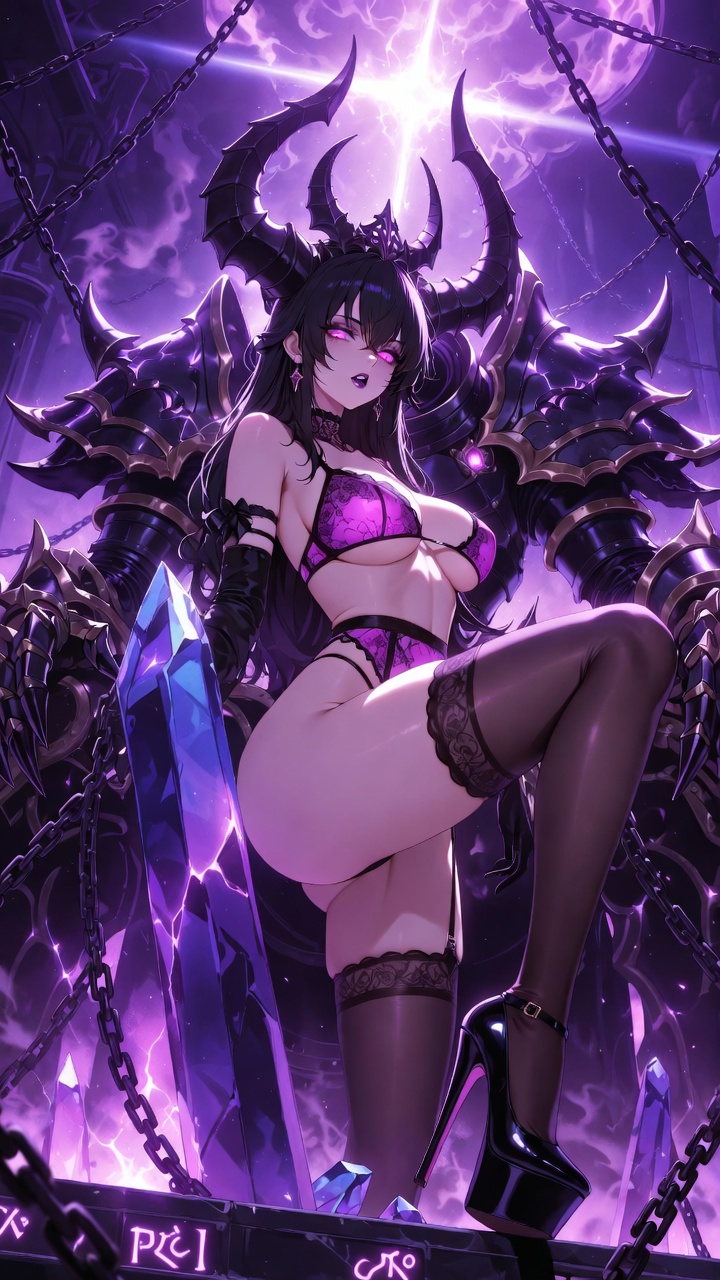 Demonic Throne Temptress – Purple Void Seduction