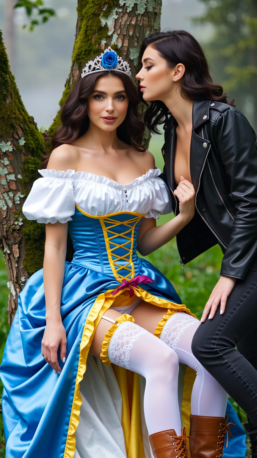 Princess and Leather Beauty in Enchanted Forest