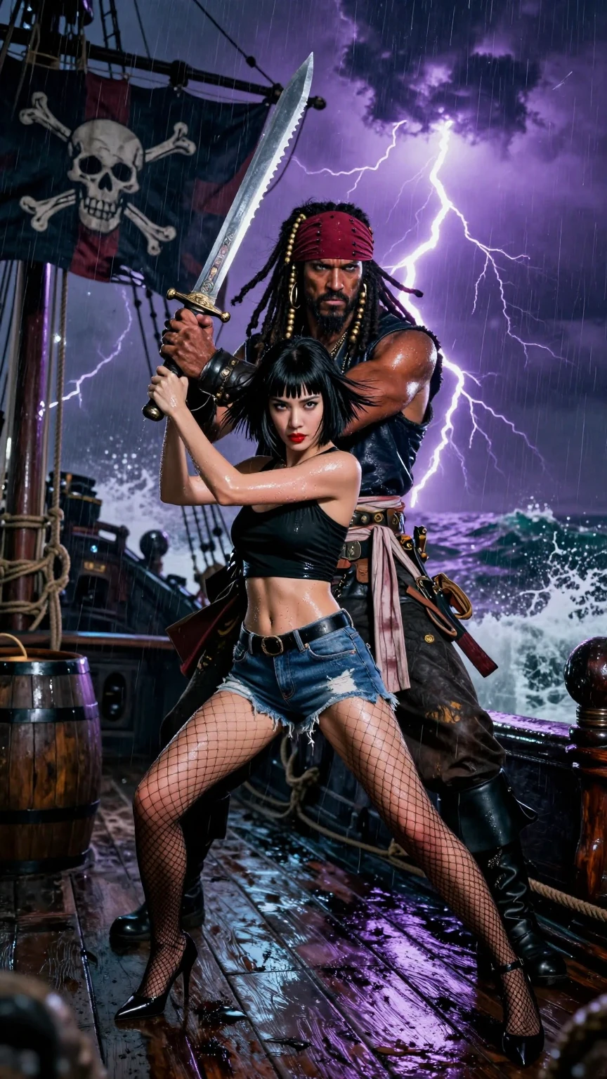 Pirate Storm Battle on Ship Deck