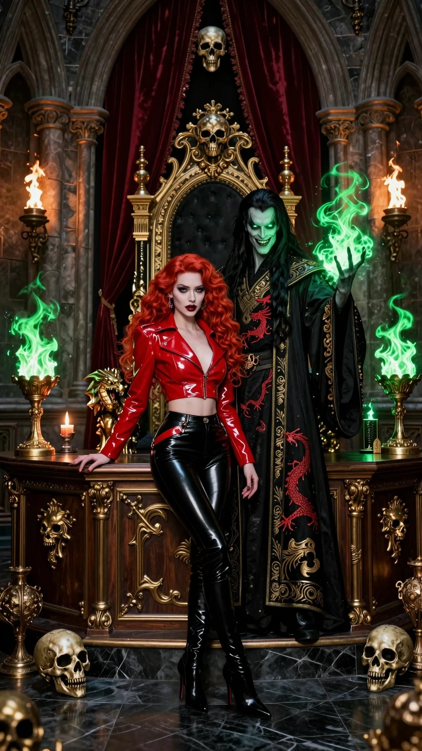Dark Throne Chamber With Sorcerer And Fire Queen