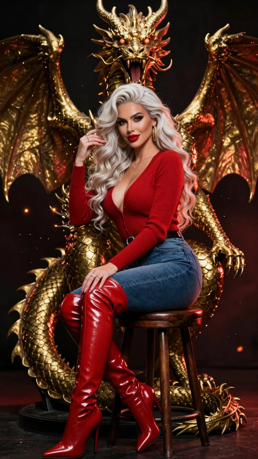 Golden Dragon Guardian and Crimson Seductress Portrait