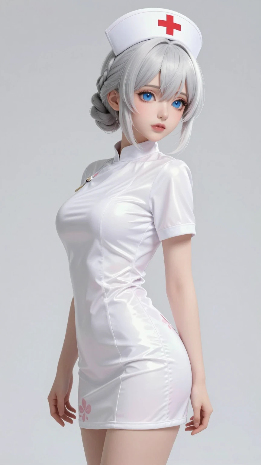 Elegant Anime Nurse with Soft Floral Details