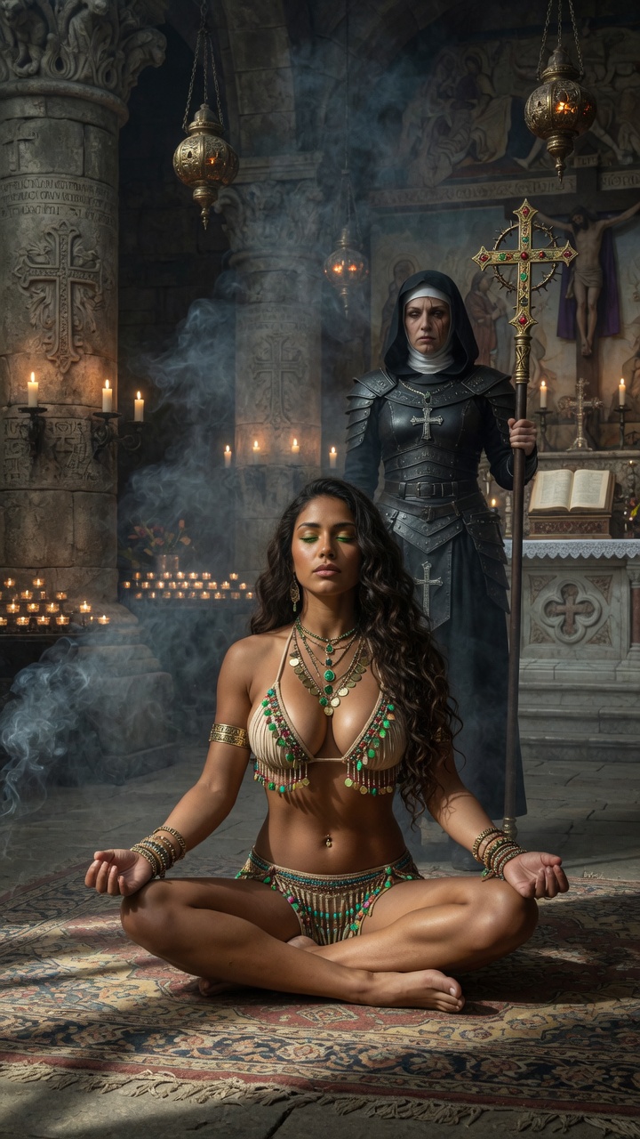 Mystic Dancer Meditating in Cathedral