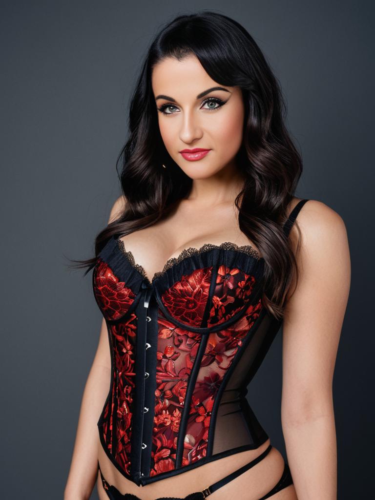 Midnight Rose Corset Elegance in Classic Studio Glamour