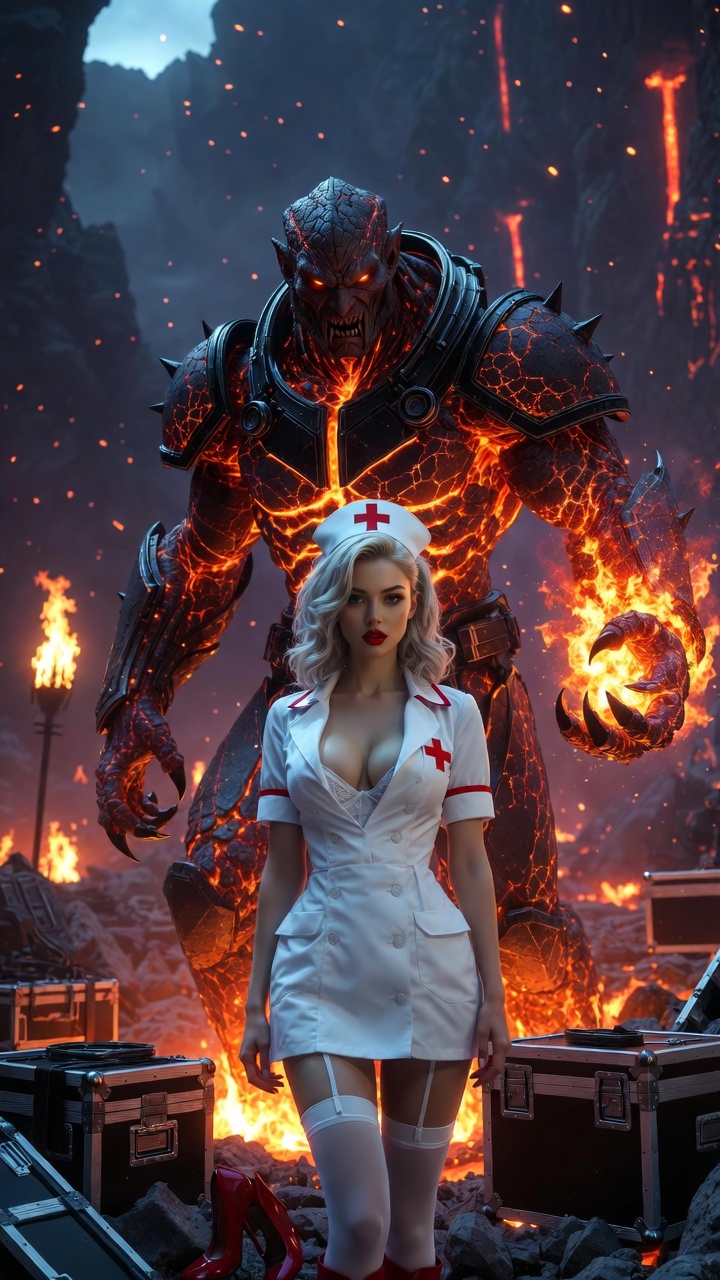 Infernal Guardian and Seductive Nurse in Lava Lair