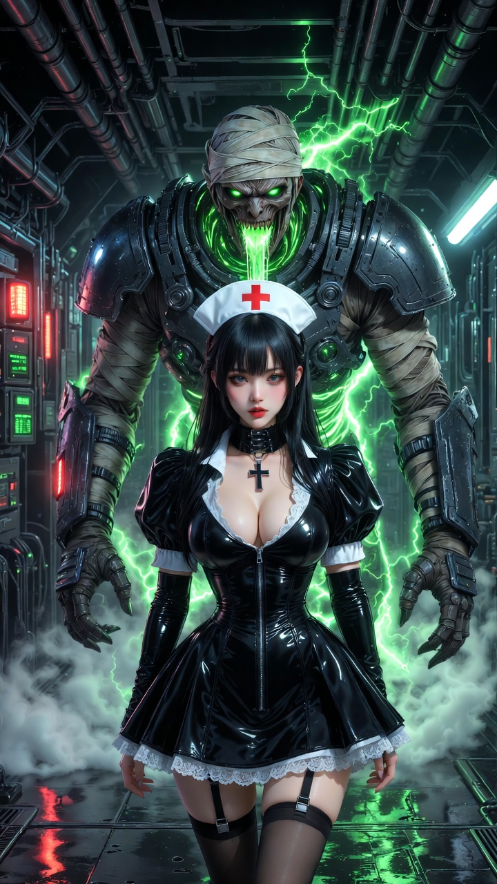 Black Latex Nurse and Toxic Bandaged Guardian