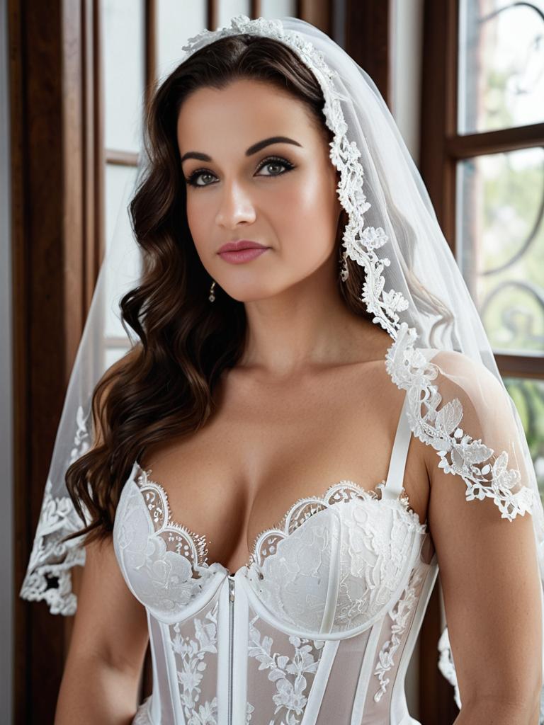 Ivory Bride Fantasy: Elegant Lace Corset Bridal Portraits