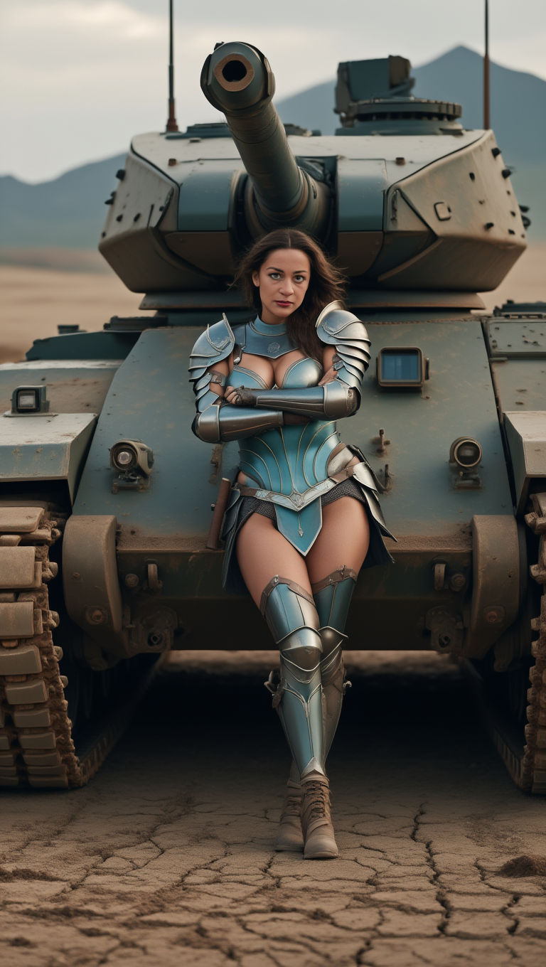 Steel Valkyrie Rising Across Desert Battlefield