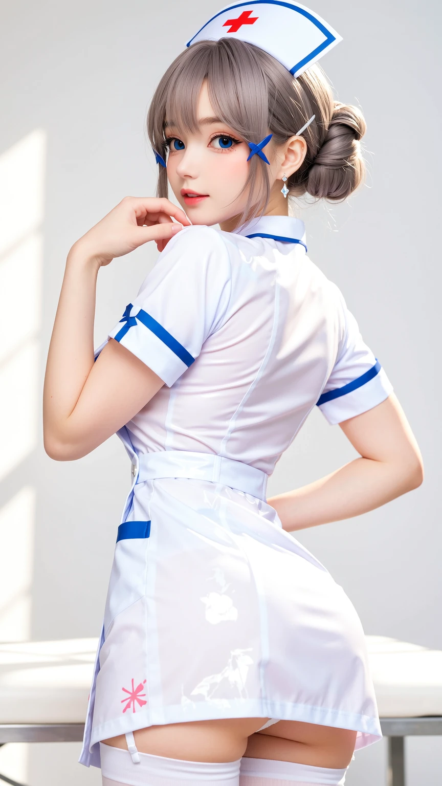 Elegant Anime Nurse with Soft Floral Details