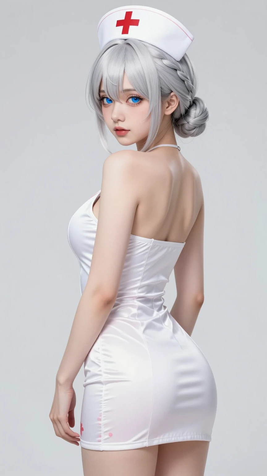 Elegant Anime Nurse with Soft Floral Details