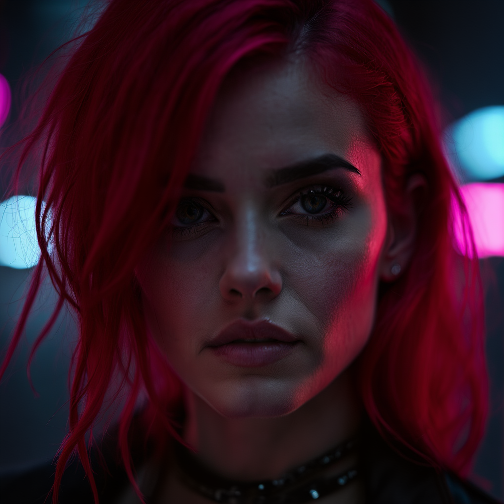 Neon Alley Cyberpunk Rebel Under Dystopian City Lights