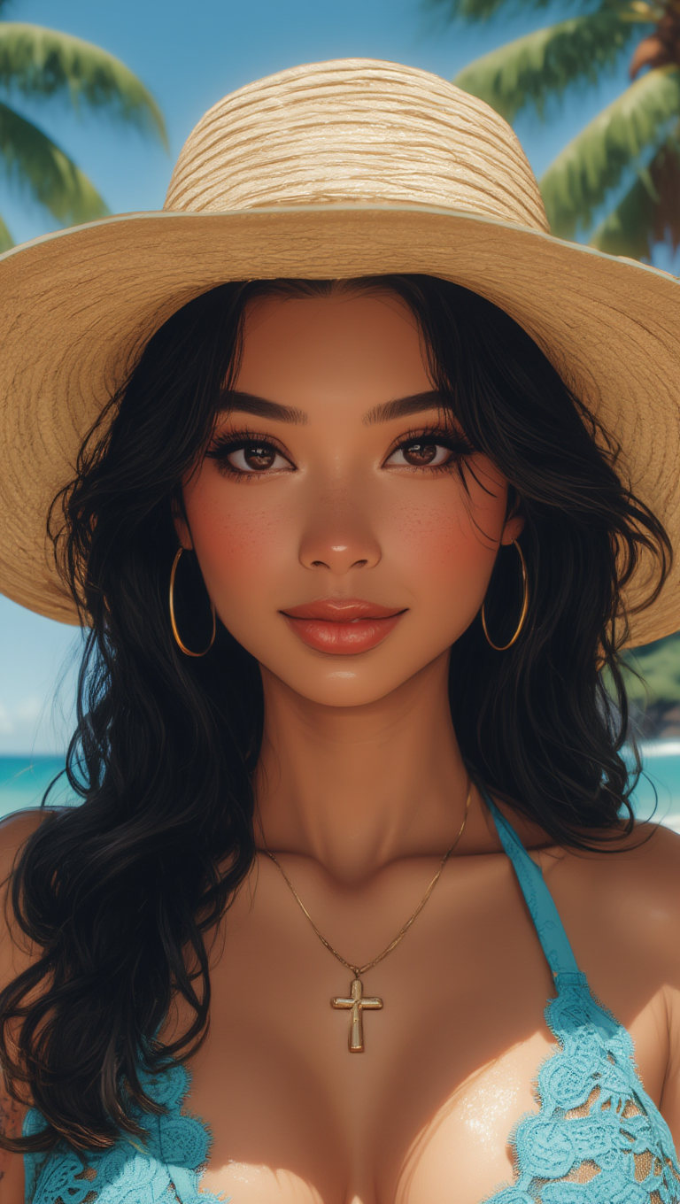 Tropical Turquoise Bikini Beach Sunlight Portrait Collection