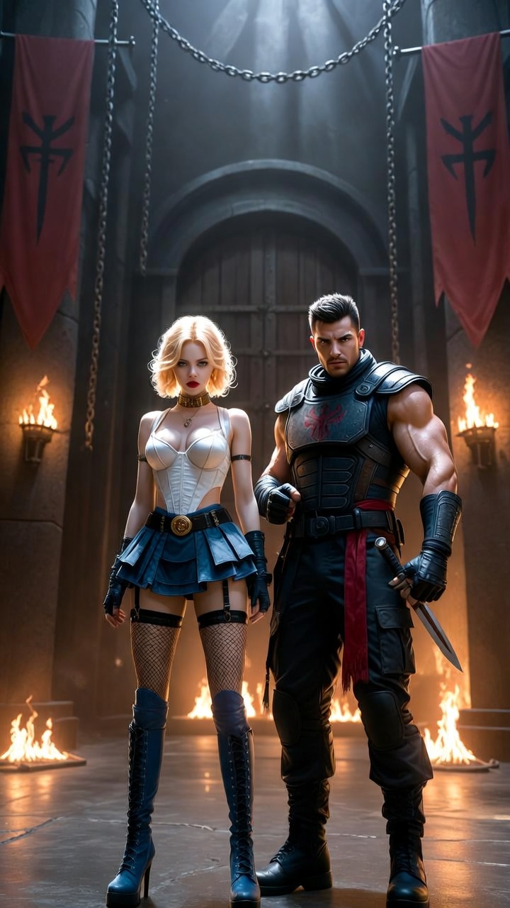 Torchlit Fortress Commanders In Dark Fantasy Stronghold