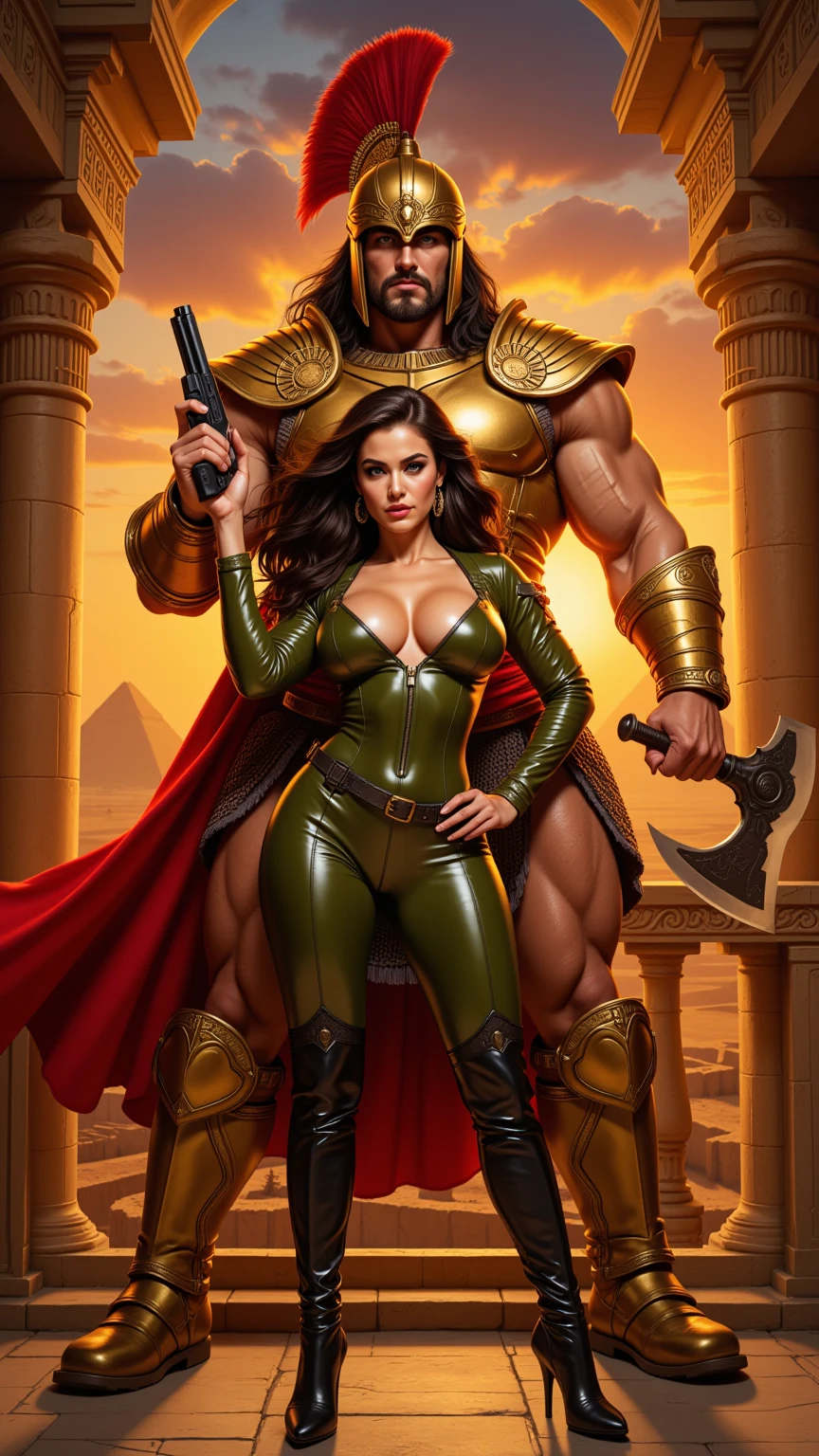 Green Leather Vixen and Golden Armored Warlord