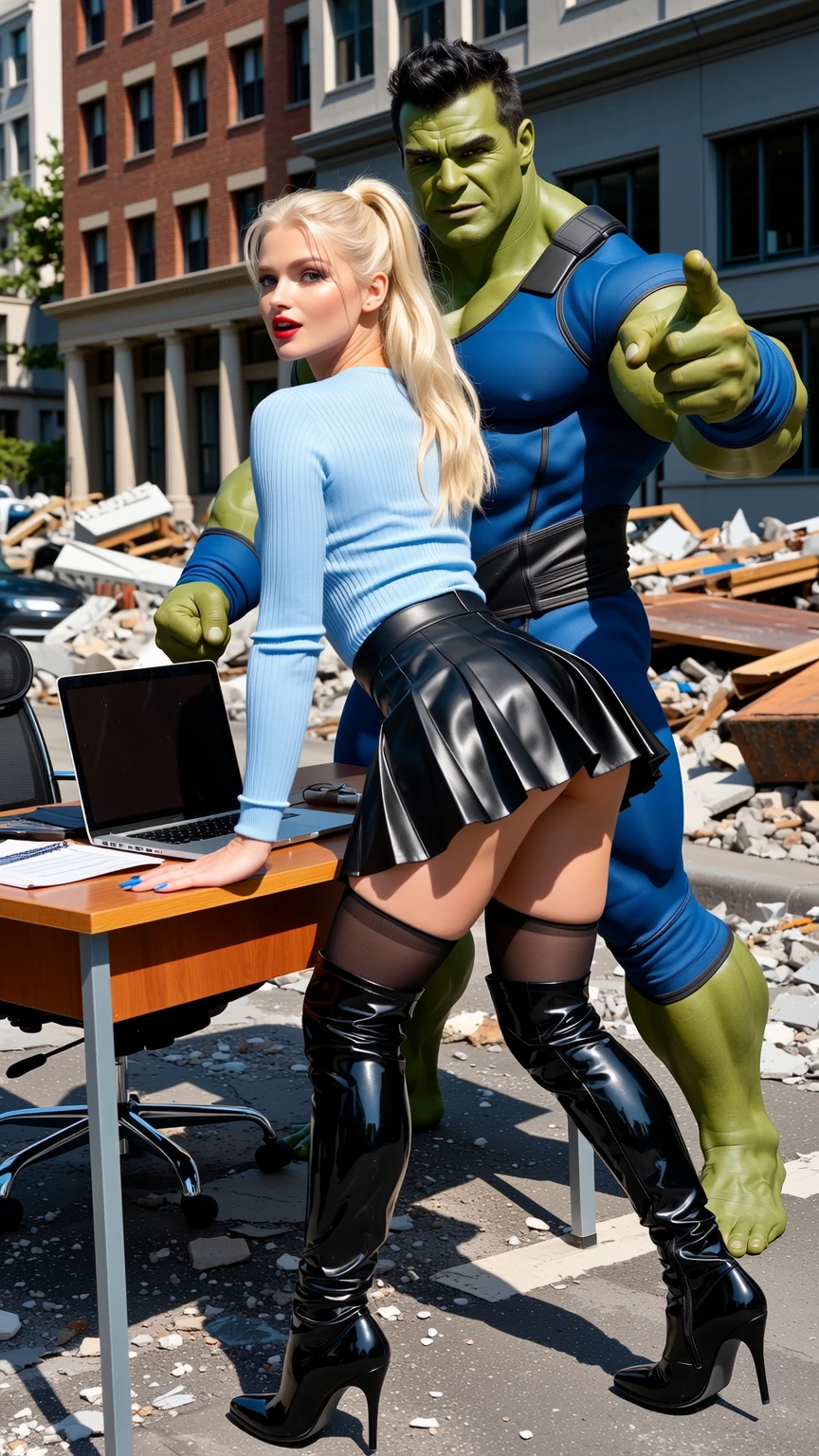 Blonde Survivor and Green Titan Urban Chaos Scene