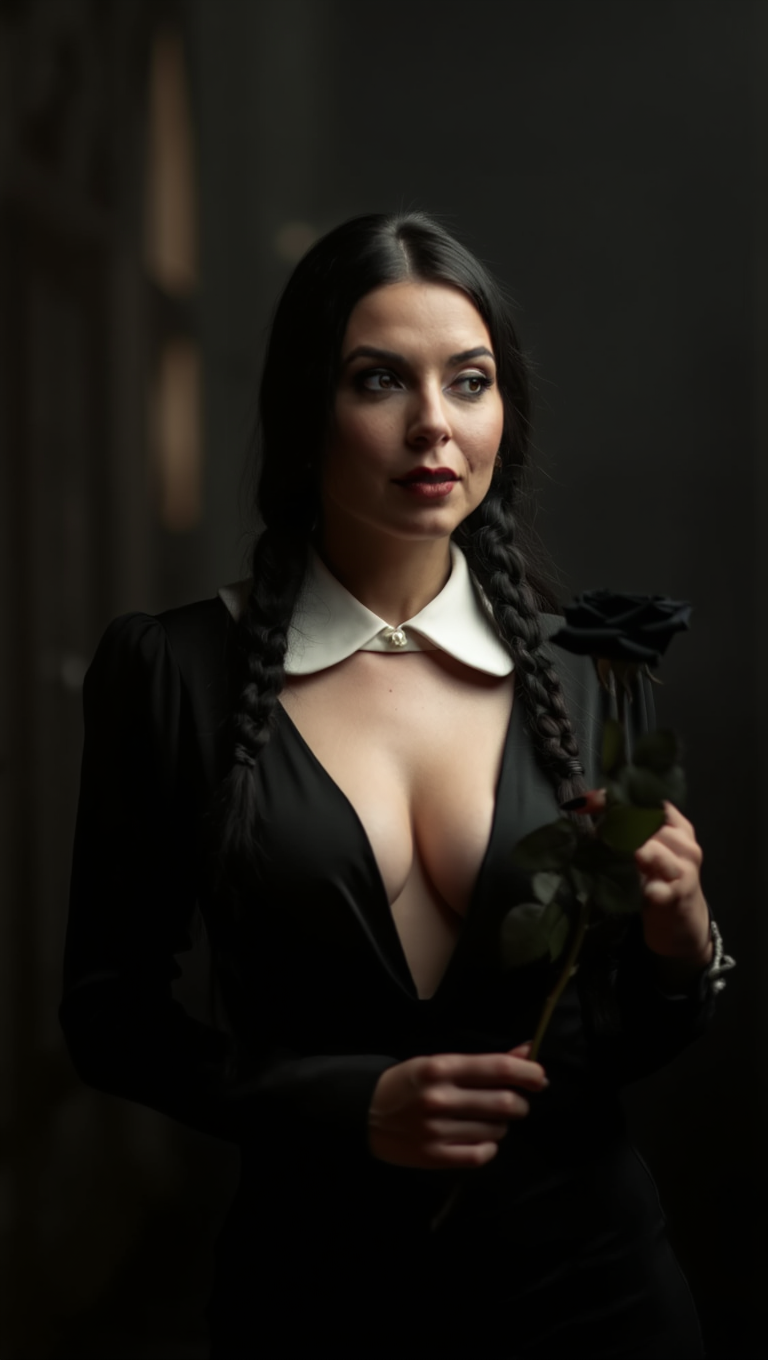Black Rose Widow: Gothic Muse in Shadowed Corridors