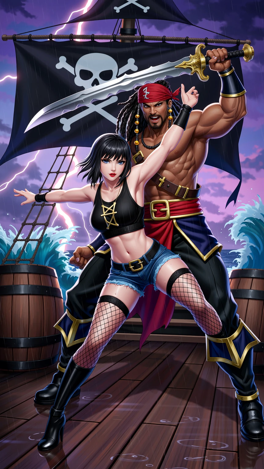 Pirate Storm Battle on Ship Deck