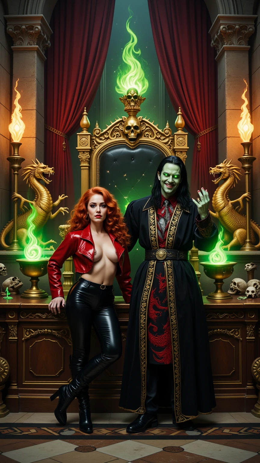 Dark Throne Chamber With Sorcerer And Fire Queen